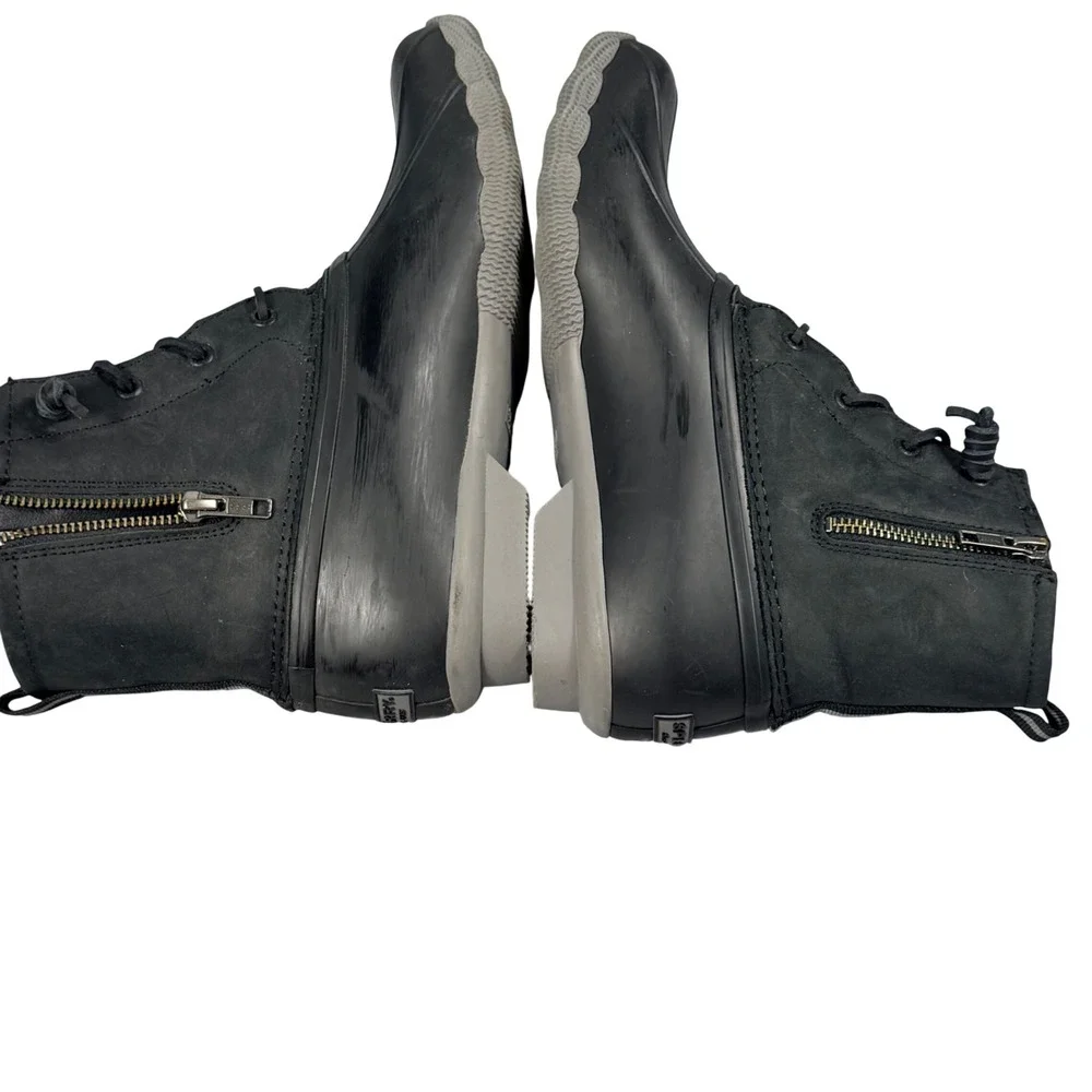 Sperry Saltwater Duck Boots Womens 9 Black Leather Rubber Waterproof Rain Boot